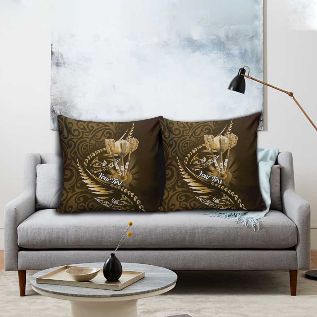 Personalised All Gold New Zealand Darts Pillow Cover Aoteroa Fern Maori Galaxy Style - Polynesian Pride