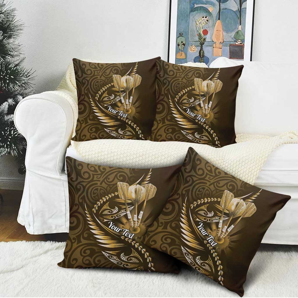 Personalised All Gold New Zealand Darts Pillow Cover Aoteroa Fern Maori Galaxy Style - Polynesian Pride