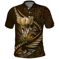 Personalised All Gold New Zealand Darts Polo Shirt Aoteroa Fern Maori Galaxy Style LT14 Gold - Polynesian Pride