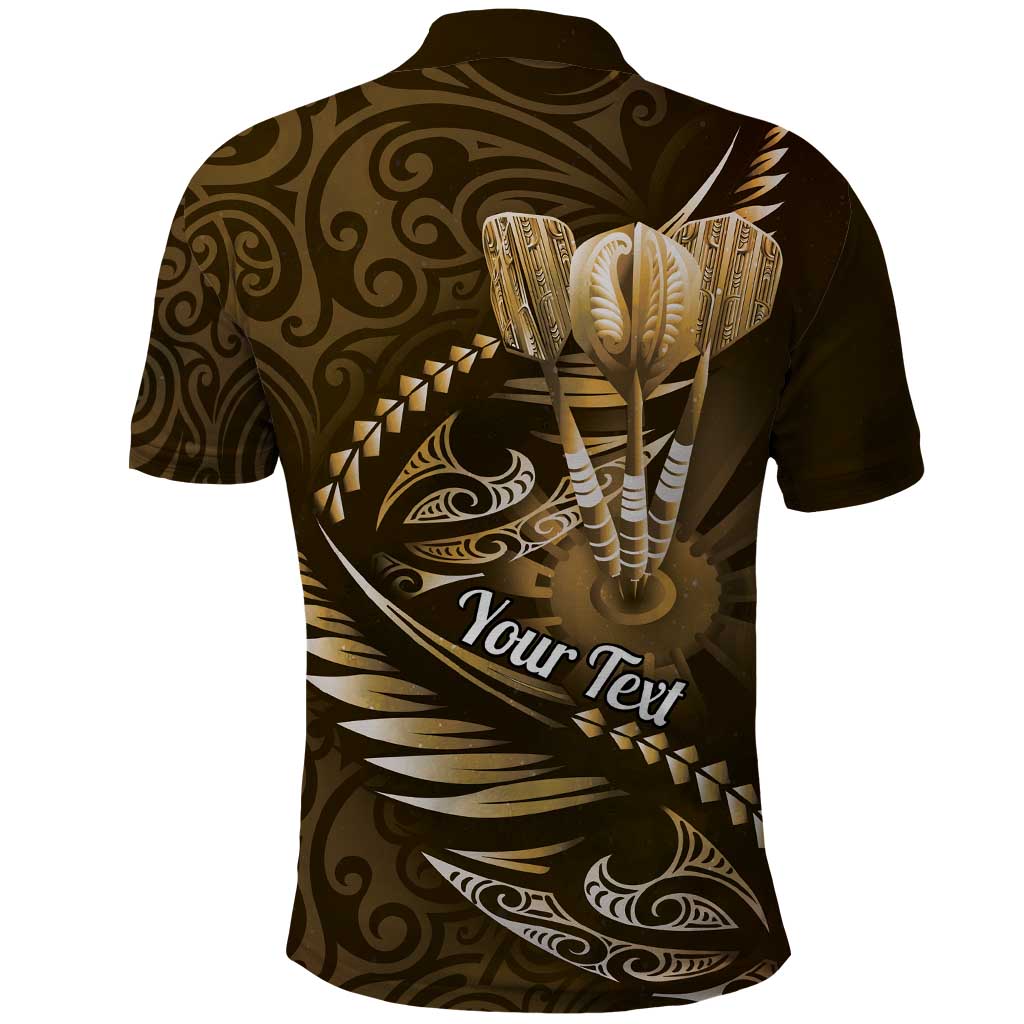 Personalised All Gold New Zealand Darts Polo Shirt Aoteroa Fern Maori Galaxy Style LT14 - Polynesian Pride