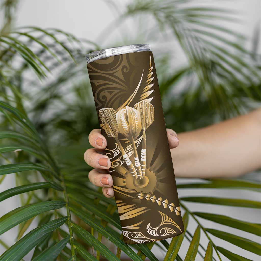 All Gold New Zealand Darts Skinny Tumbler Aoteroa Fern Maori Galaxy Style LT14 - Polynesian Pride