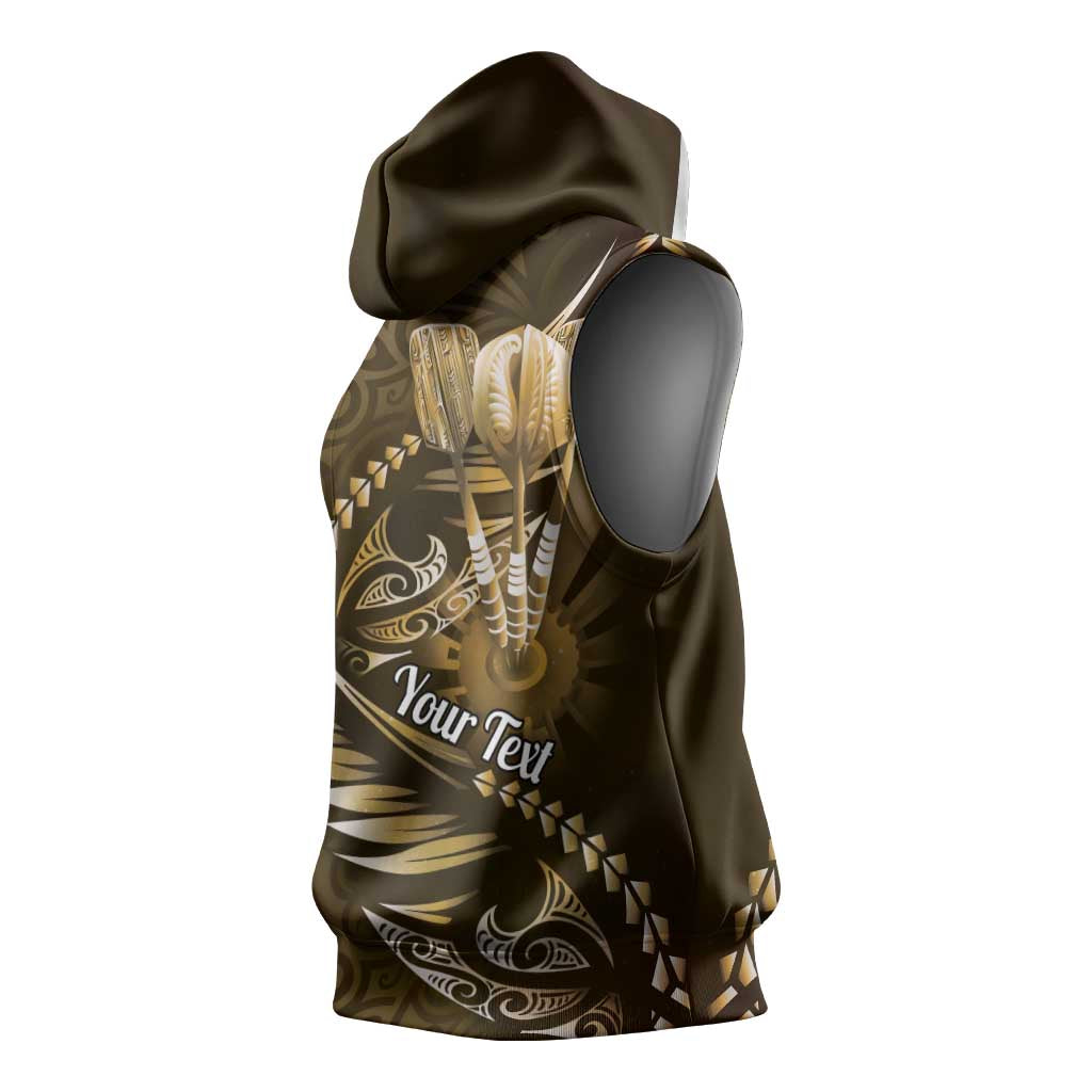 Personalised All Gold New Zealand Darts Sleeveless Hoodie Aoteroa Fern Maori Galaxy Style LT14 - Polynesian Pride
