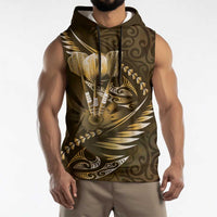 Personalised All Gold New Zealand Darts Sleeveless Hoodie Aoteroa Fern Maori Galaxy Style LT14 - Polynesian Pride