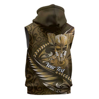 Personalised All Gold New Zealand Darts Sleeveless Zip Hoodie Aoteroa Fern Maori Galaxy Style LT14 - Polynesian Pride