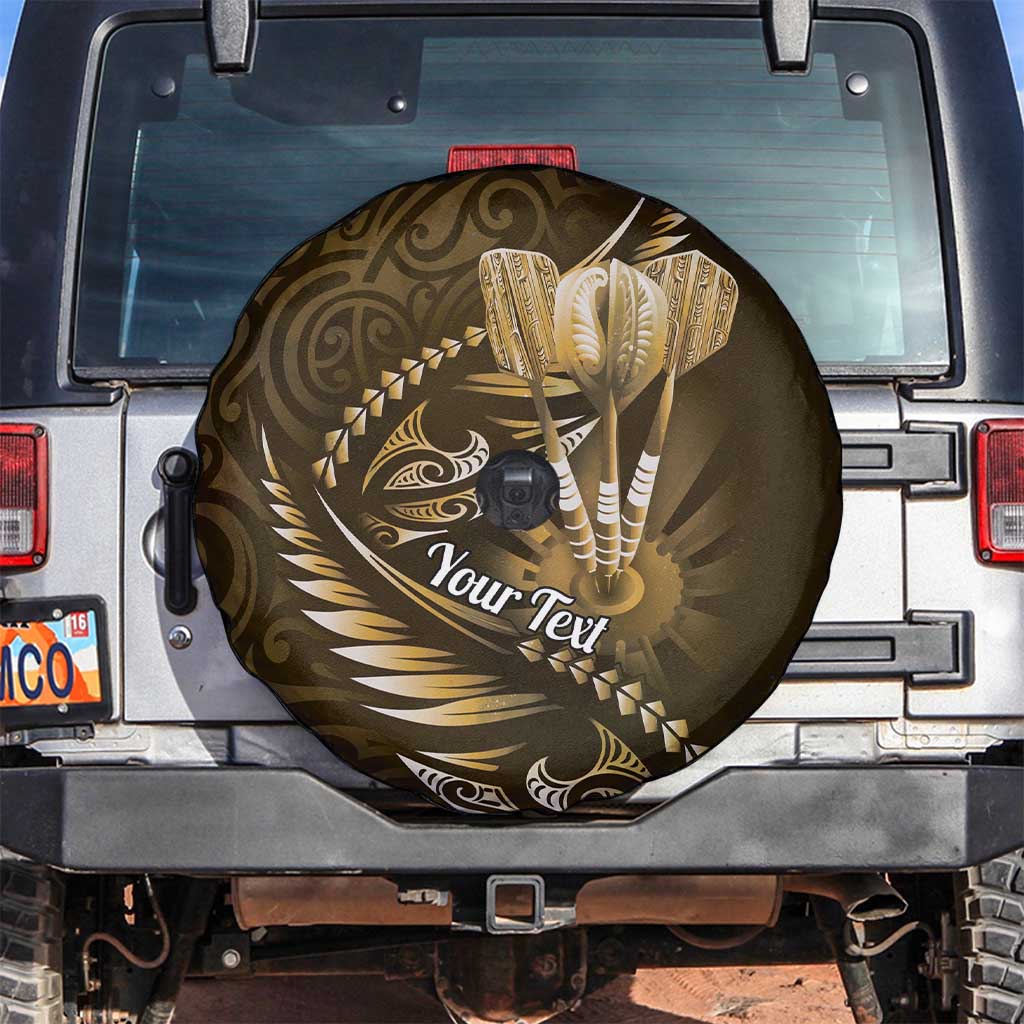 Personalised All Gold New Zealand Darts Spare Tire Cover Aoteroa Fern Maori Galaxy Style LT14 Gold - Polynesian Pride