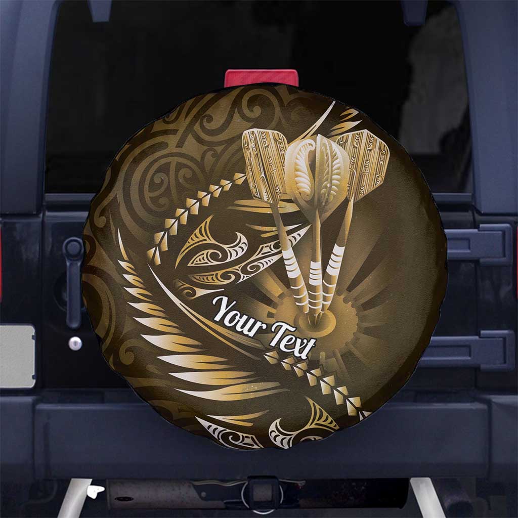 Personalised All Gold New Zealand Darts Spare Tire Cover Aoteroa Fern Maori Galaxy Style LT14 No hole Gold - Polynesian Pride