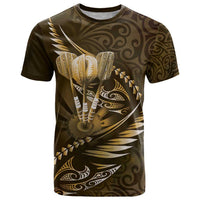 Personalised All Gold New Zealand Darts T Shirt Aoteroa Fern Maori Galaxy Style LT14 Gold - Polynesian Pride