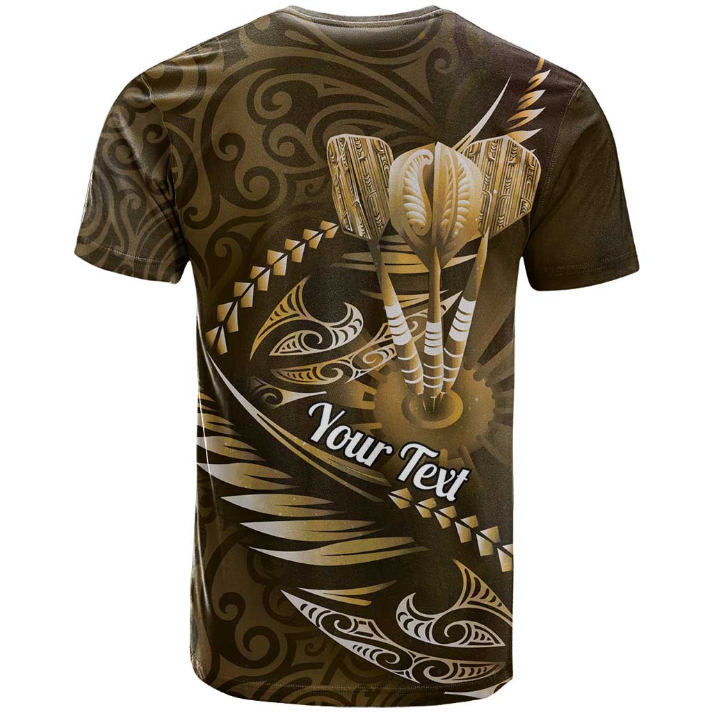 Personalised All Gold New Zealand Darts T Shirt Aoteroa Fern Maori Galaxy Style LT14 - Polynesian Pride
