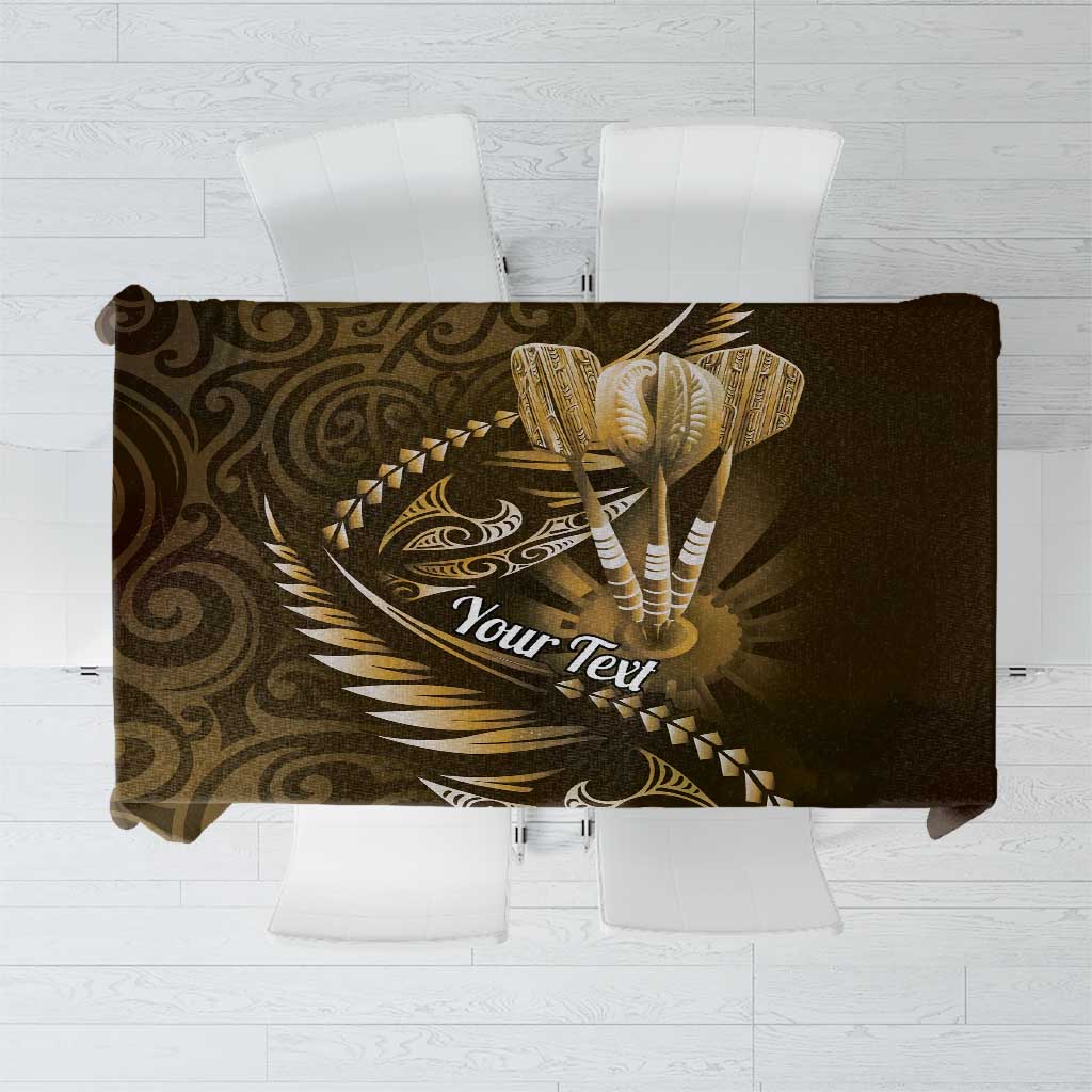 Personalised All Gold New Zealand Darts Tablecloth Aoteroa Fern Maori Galaxy Style