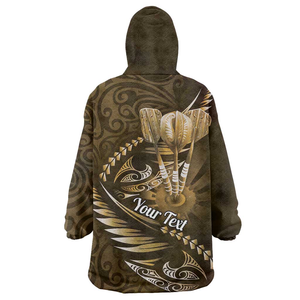 Personalised All Gold New Zealand Darts Wearable Blanket Hoodie Aoteroa Fern Maori Galaxy Style LT14 - Polynesian Pride