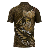 Personalised All Gold New Zealand Darts Zipper Polo Shirt Aoteroa Fern Maori Galaxy Style LT14 - Polynesian Pride
