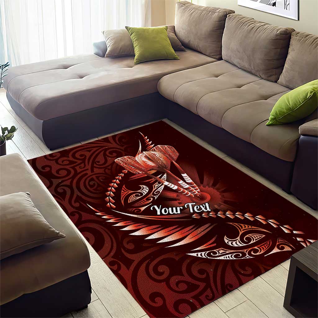 Personalised All Red New Zealand Darts Area Rug Aoteroa Fern Maori Galaxy Style