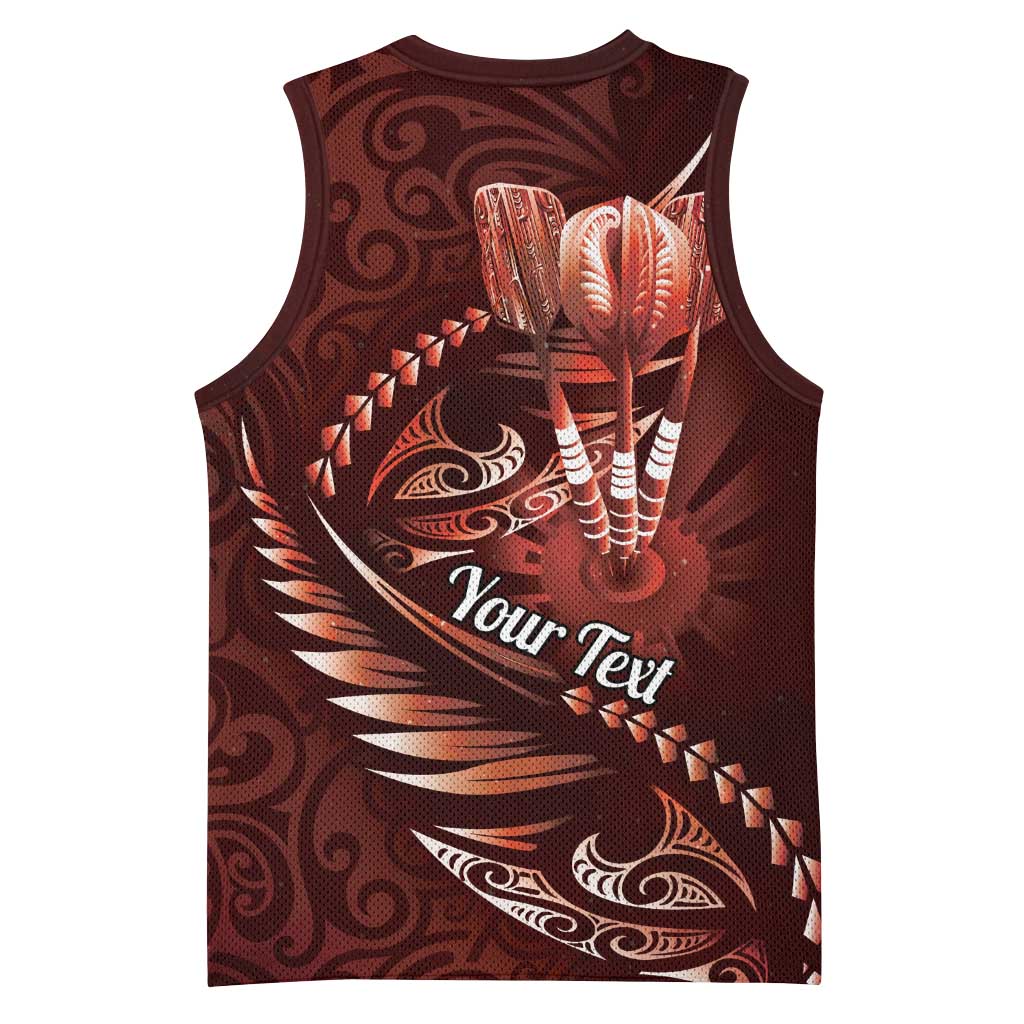 Personalised All Red New Zealand Darts Basketball Jersey Aoteroa Fern Maori Galaxy Style LT14 - Polynesian Pride