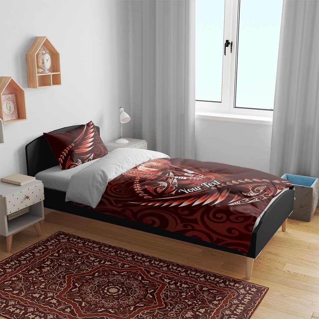 Personalised All Red New Zealand Darts Bedding Set Aoteroa Fern Maori Galaxy Style
