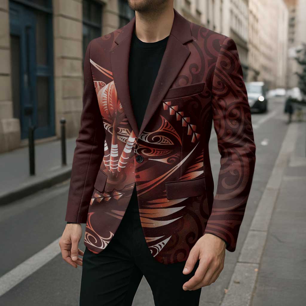 Personalised All Red New Zealand Darts Blazer Aoteroa Fern Maori Galaxy Style LT14 - Polynesian Pride