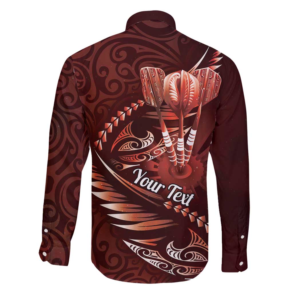 Personalised All Red New Zealand Darts Family Matching Long Sleeve Bodycon Dress and Hawaiian Shirt Aoteroa Fern Maori Galaxy Style LT14 - Polynesian Pride