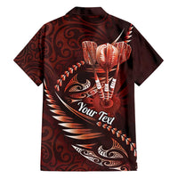 Personalised All Red New Zealand Darts Family Matching Off Shoulder Maxi Dress and Hawaiian Shirt Aoteroa Fern Maori Galaxy Style LT14 - Polynesian Pride