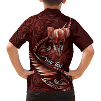 Personalised All Red New Zealand Darts Family Matching Off Shoulder Short Dress and Hawaiian Shirt Aoteroa Fern Maori Galaxy Style LT14 - Polynesian Pride