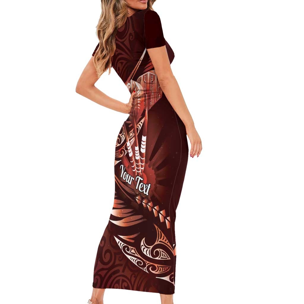 Personalised All Red New Zealand Darts Family Matching Short Sleeve Bodycon Dress and Hawaiian Shirt Aoteroa Fern Maori Galaxy Style LT14 - Polynesian Pride
