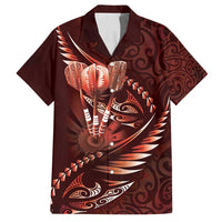 Personalised All Red New Zealand Darts Family Matching Summer Maxi Dress and Hawaiian Shirt Aoteroa Fern Maori Galaxy Style LT14 Dad's Shirt - Short Sleeve Red - Polynesian Pride