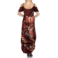 Personalised All Red New Zealand Darts Family Matching Summer Maxi Dress and Hawaiian Shirt Aoteroa Fern Maori Galaxy Style LT14 - Polynesian Pride