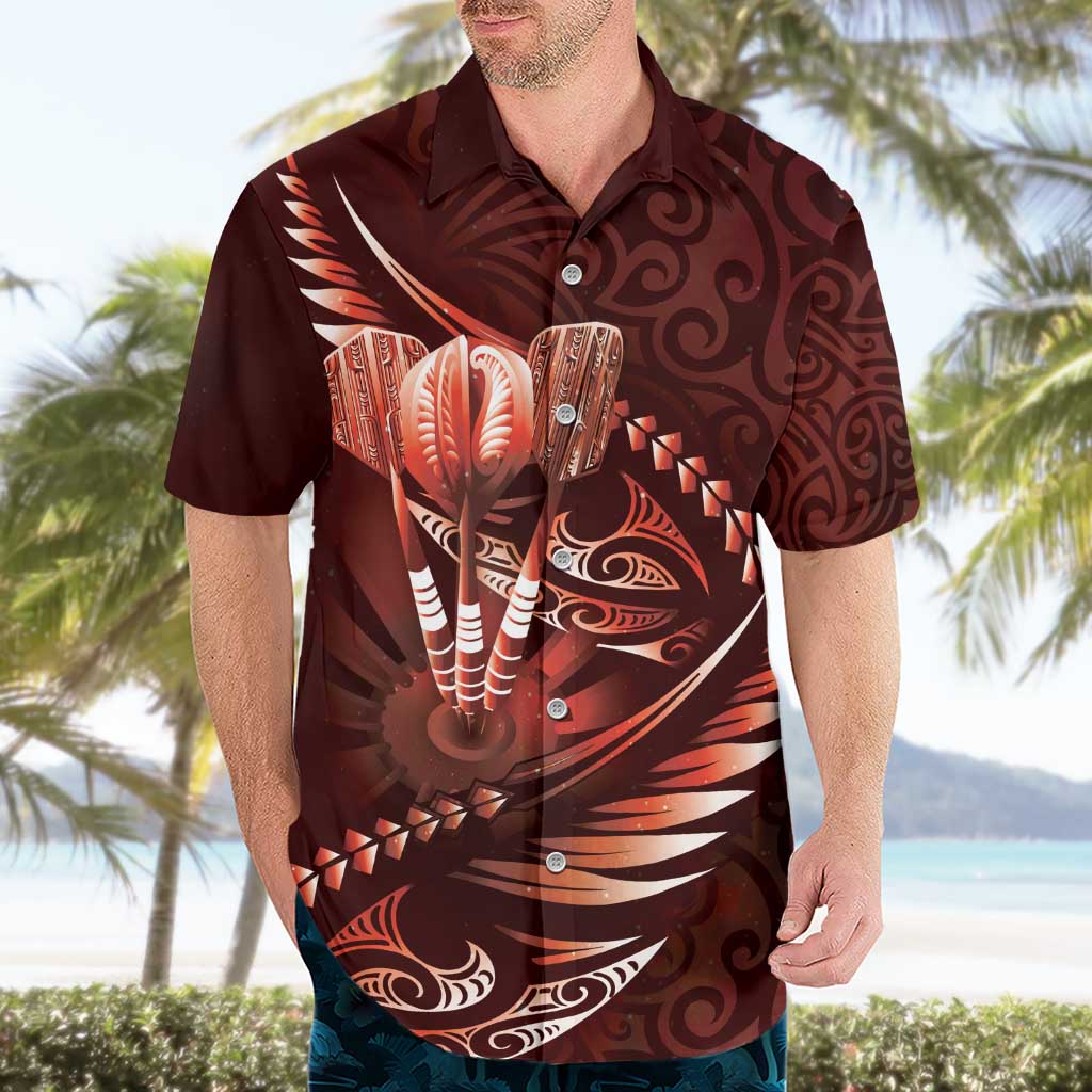 Personalised All Red New Zealand Darts Hawaiian Shirt Aoteroa Fern Maori Galaxy Style LT14 - Polynesian Pride