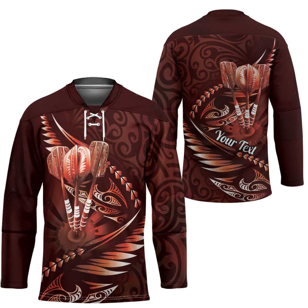 Personalised All Red New Zealand Darts Hockey Jersey Aoteroa Fern Maori Galaxy Style LT14 - Polynesian Pride