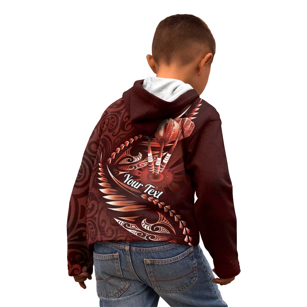 Personalised All Red New Zealand Darts Kid Hoodie Aoteroa Fern Maori Galaxy Style LT14 - Polynesian Pride