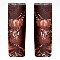 All Red New Zealand Darts Skinny Tumbler Aoteroa Fern Maori Galaxy Style LT14 Red - Polynesian Pride