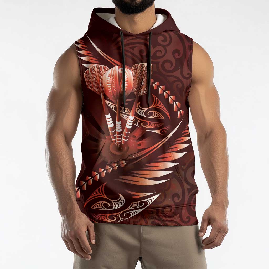 Personalised All Red New Zealand Darts Sleeveless Hoodie Aoteroa Fern Maori Galaxy Style LT14 - Polynesian Pride