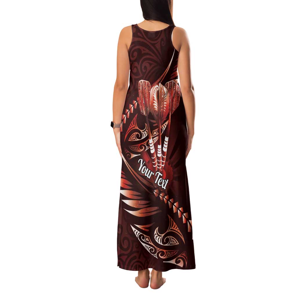 Personalised All Red New Zealand Darts Tank Maxi Dress Aoteroa Fern Maori Galaxy Style LT14 - Polynesian Pride