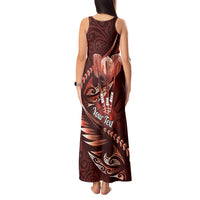 Personalised All Red New Zealand Darts Tank Maxi Dress Aoteroa Fern Maori Galaxy Style LT14 - Polynesian Pride
