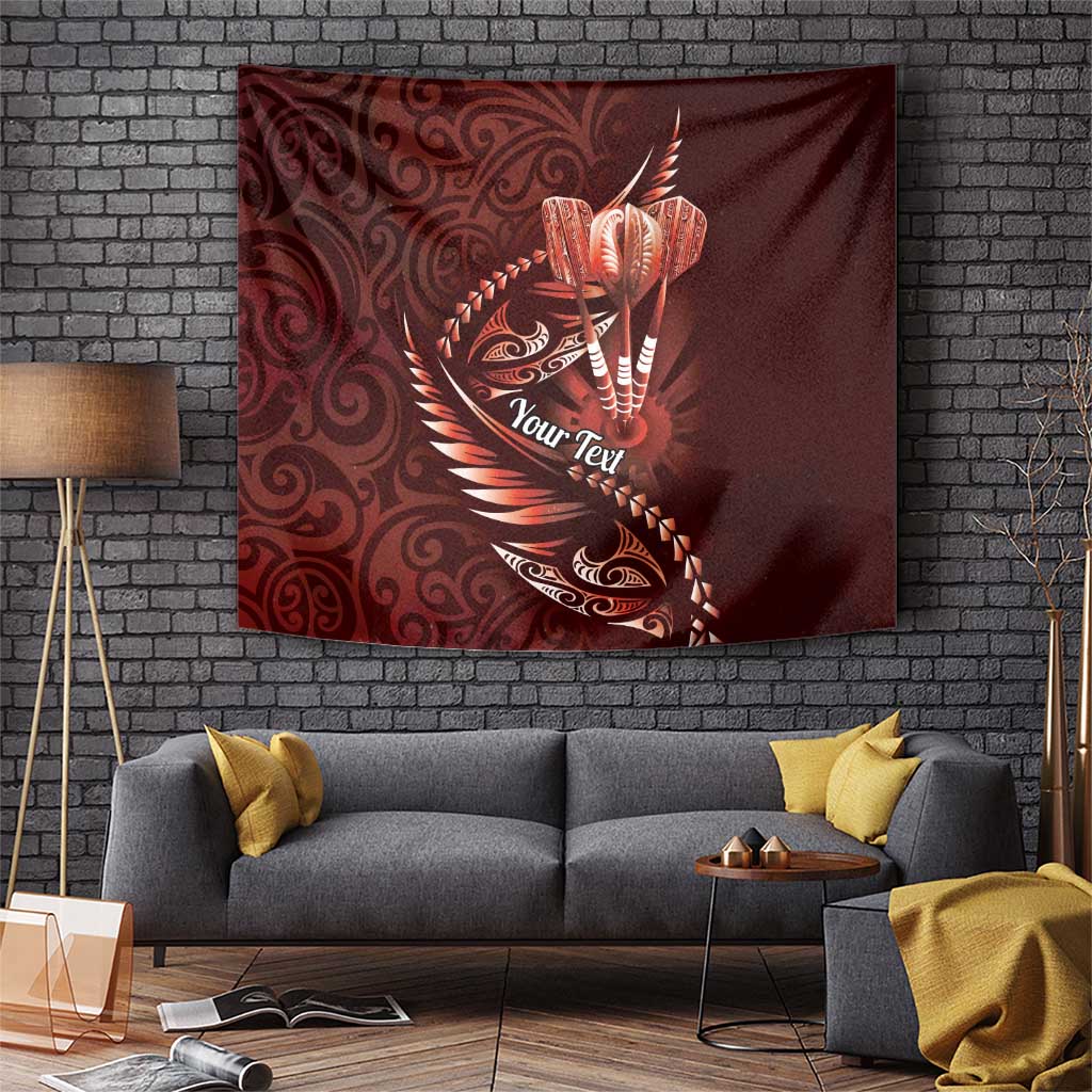 Personalised All Red New Zealand Darts Tapestry Aoteroa Fern Maori Galaxy Style LT14 Red - Polynesian Pride