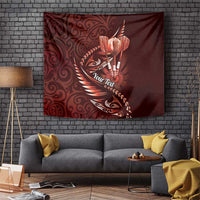 Personalised All Red New Zealand Darts Tapestry Aoteroa Fern Maori Galaxy Style LT14 Red - Polynesian Pride