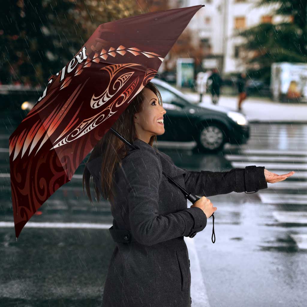 Personalised All Red New Zealand Darts Umbrella Aoteroa Fern Maori Galaxy Style - Polynesian Pride
