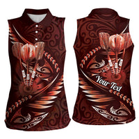 Personalised All Red New Zealand Darts Women Sleeveless Polo Shirt Aoteroa Fern Maori Galaxy Style