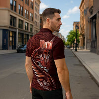Personalised All Red New Zealand Darts Zipper Polo Shirt Aoteroa Fern Maori Galaxy Style LT14 - Polynesian Pride