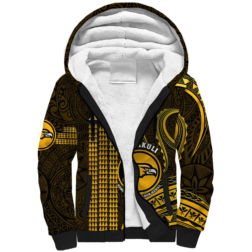 Personalised Hawaii Nanakuli High And Intermediate School Sherpa Hoodie Polynesian Kakau Pattern LT14 Unisex Gold - Polynesian Pride