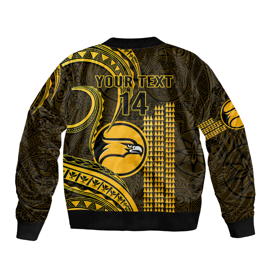 Personalised Hawaii Nanakuli High And Intermediate School Sleeve Zip Bomber Jacket Polynesian Kakau Pattern LT14 - Polynesian Pride