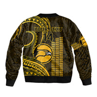 Personalised Hawaii Nanakuli High And Intermediate School Sleeve Zip Bomber Jacket Polynesian Kakau Pattern LT14 - Polynesian Pride
