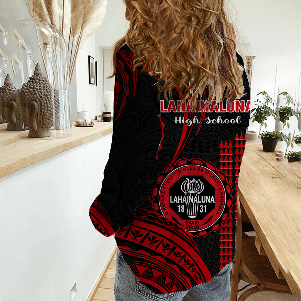 Hawaii Lahainaluna High School Women Casual Shirt Polynesian Kakau Pattern LT14 - Polynesian Pride