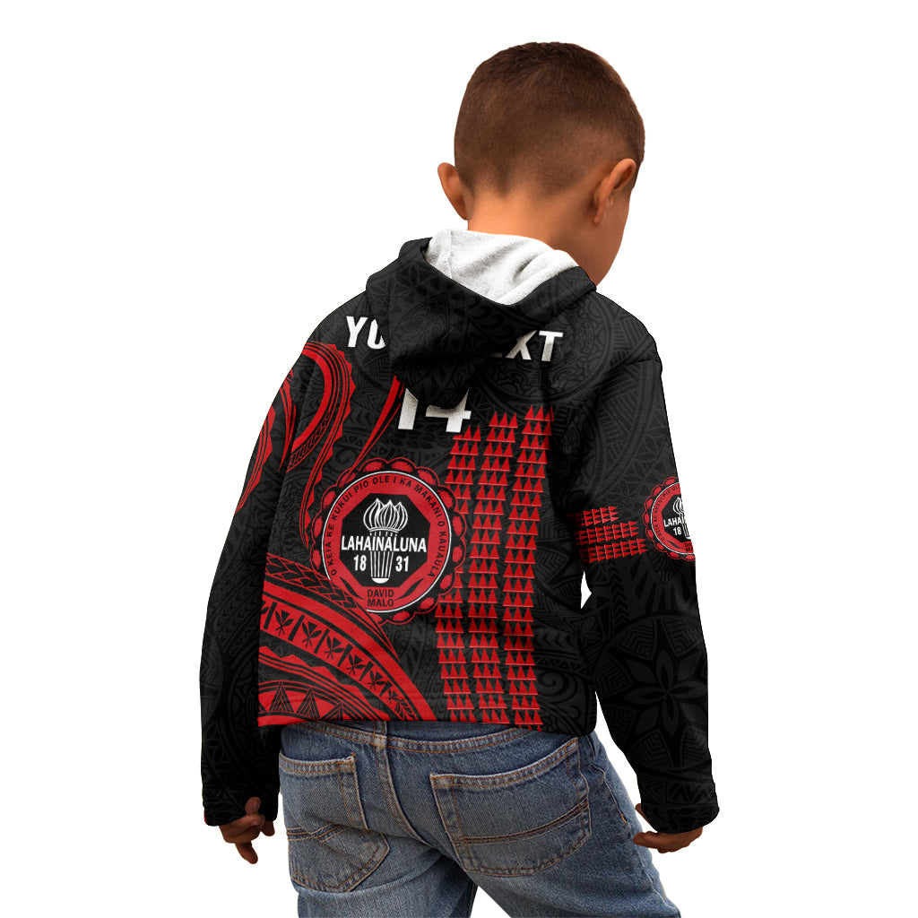 Personalised Hawaii Lahainaluna High School Kid Hoodie Polynesian Kakau Pattern LT14 - Polynesian Pride