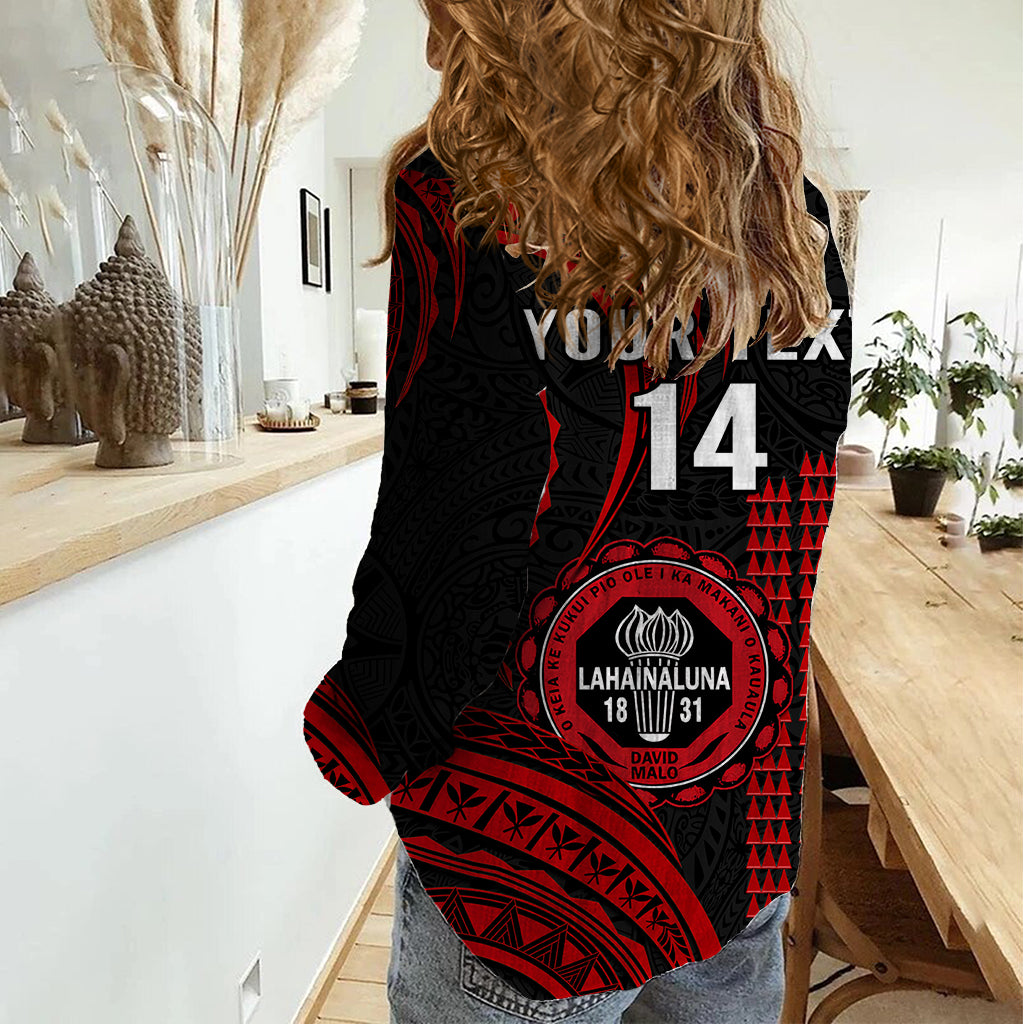Personalised Hawaii Lahainaluna High School Women Casual Shirt Polynesian Kakau Pattern LT14 - Polynesian Pride