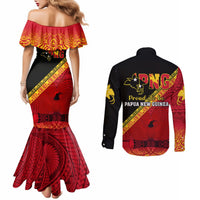 Papua New Guinea Couples Matching Mermaid Dress and Long Sleeve Button Shirts Independen Stet bilong Papua Niugini Unique Version LT14 - Polynesian Pride
