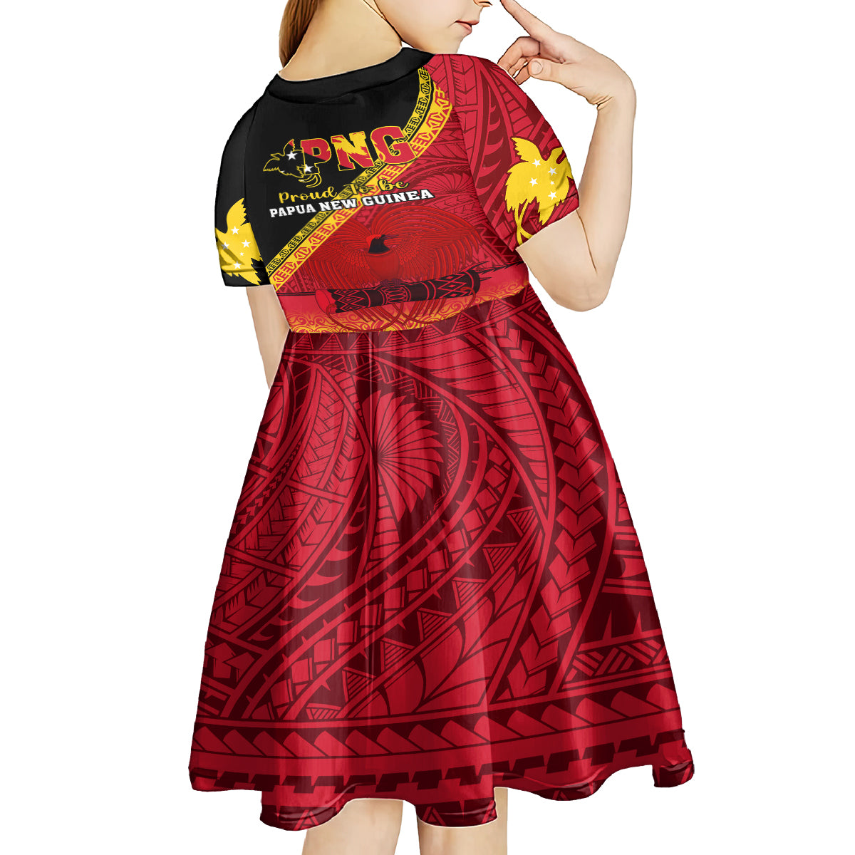 Papua New Guinea Kid Short Sleeve Dress Independen Stet bilong Papua Niugini Unique Version LT14 - Polynesian Pride