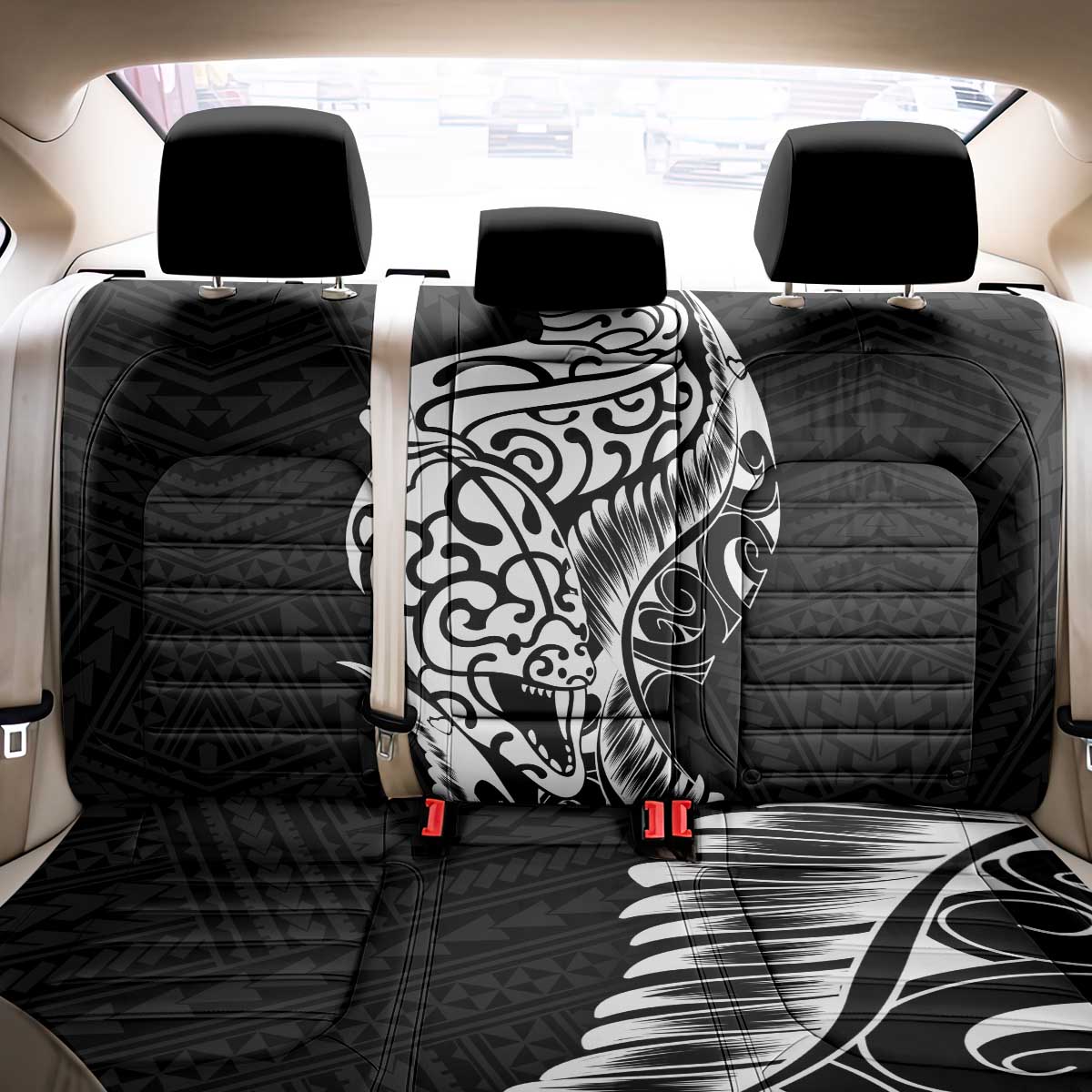 New Zealand Eel Back Car Seat Cover Tuna Aotearoa Maori Patten - Black LT14 - Polynesian Pride