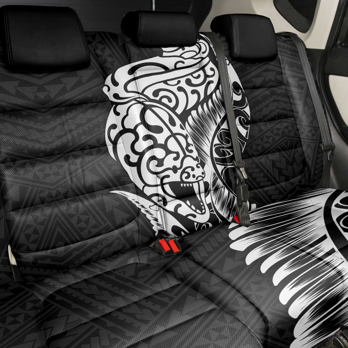 New Zealand Eel Back Car Seat Cover Tuna Aotearoa Maori Patten - Black LT14 - Polynesian Pride