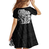New Zealand Eel Family Matching Off Shoulder Short Dress and Hawaiian Shirt Tuna Aotearoa Maori Patten - Black LT14 - Polynesian Pride