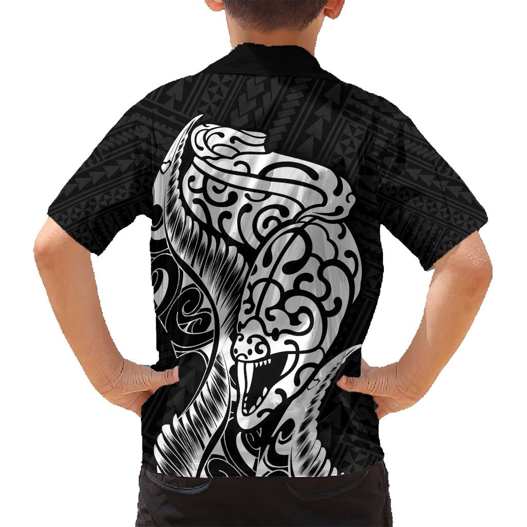 New Zealand Eel Family Matching Summer Maxi Dress and Hawaiian Shirt Tuna Aotearoa Maori Patten - Black LT14 - Polynesian Pride