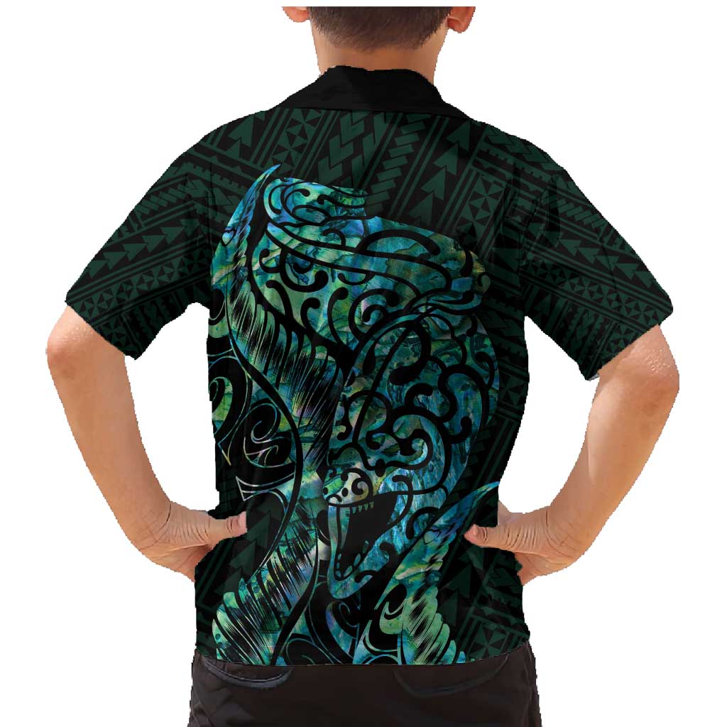 New Zealand Eel Family Matching Mermaid Dress and Hawaiian Shirt Tuna Aotearoa Maori With Paua Shell - Turquoise LT14 - Polynesian Pride